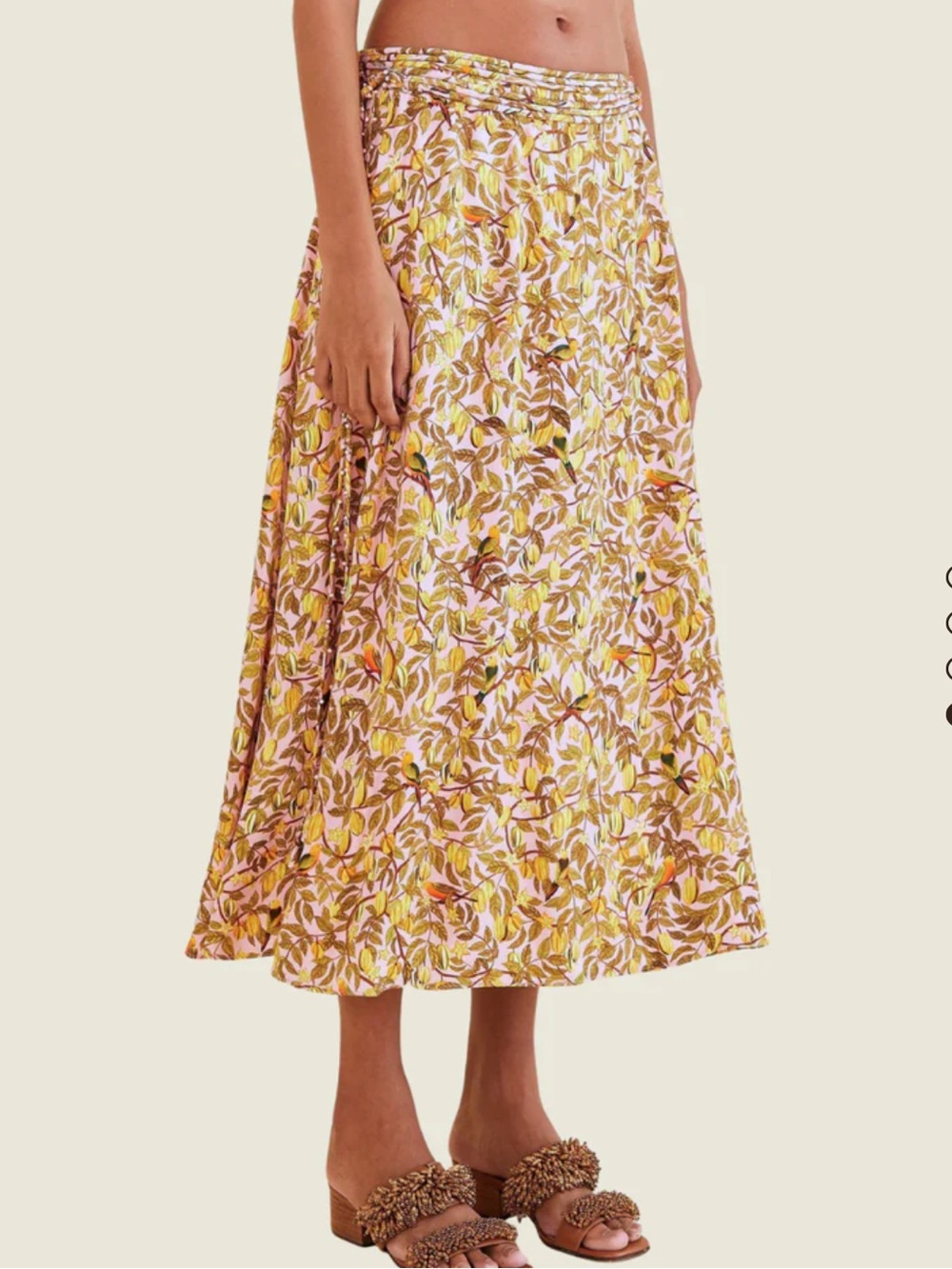 NWT FARM Rio Pink Star Fruit Leaf Print Wrap Midi Skirt Size Large Viscose